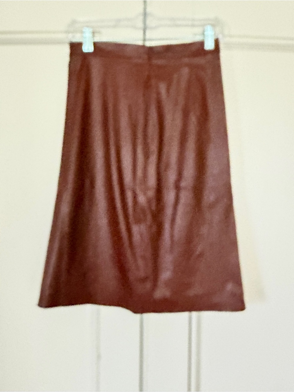Classic Women's A-Line Faux Leather Skirt in Brown